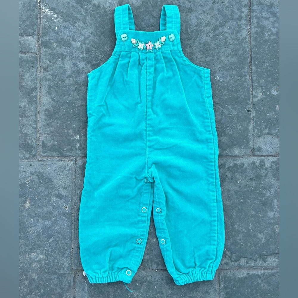 The little sears vintage embroidered turquoise overalls